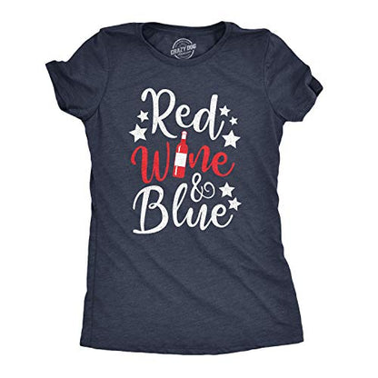 Womens Patriotic T Shirts Funny Fourth of July Tees for Women on Independence Day - color: Heather Navy - Red Wine Blue, size: Medium