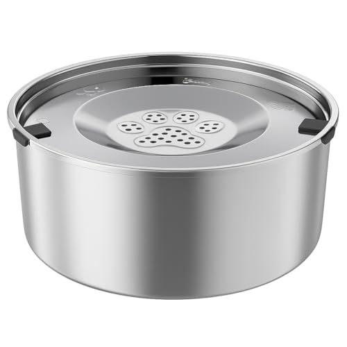 3L/101oz Stainless Steel Dog Water Bowl with Floating Disk – Spill Proof & Slow Drinking Pet Feeder for Dogs & Cats – No Mess Travel Water Dispenser for Car & Home Use (Dog Water Bowl, 3L/101oz) - size: 101 oz (3 L)