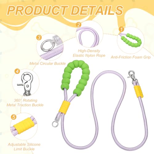 Dog Leash with Padded Hands Free, 4.9ft/1.5m Adjustable Bungee Dog Training Leash, No Pull Heavy Duty Nylon Rope(Purple), Intended for Large Medium Pet Running/Hiking/Walking - color: Purple, size: 4.9ft/1.5m