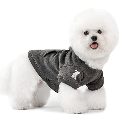 Koneseve Dog Hoodie Fleece Puppy Clothes Warm Sweater with Hat for Small Dogs Cat Hooded Shirt Kitten Pet Basic Hoodies Sweatshirt with Pocket Doggie Soft Winter Coat Apparel (Grey; L) - color: Grey, size: L-(9~17lb) | Chest(~17.7")