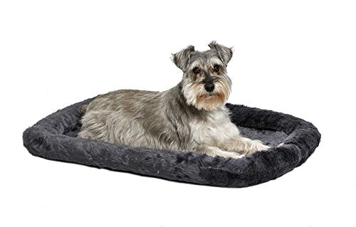 MidWest Homes for Pets QuietTime Dog Bed - Gray Faux Fur Bolster, Ultra-Soft and Machine Washable, Fits 30-Inch Crates and Carriers, for Medium Breed Dogs - color: Grey, size: 30 Inch