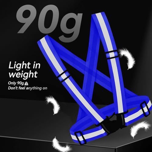 Reflective Vest Running Gear,High Visibility Adjustable Safety Vest for Outdoor Motorcycle,Dog Walking,Night Running,Hiking - color: Blue X3