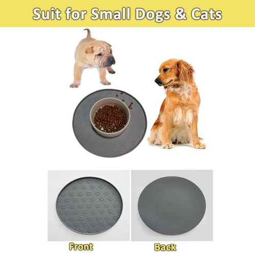 Dog Food Mats - Waterproof Silicone Dog Mat for Food and Water, Pet Food Mat with Edges, Nonslip Pet Feeding Mat for Protecting Floors (2Pack Grey) - color: 2Pack Grey