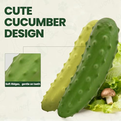 LIFLIX 2PCS Tough Squeaky Dog Toys, Durable Dog Chew Toy with Natural Rubber, Teething Toys for Medium Large Breeds, Cucumber Pickle Shape, Yellow & Green - color: yellow and green