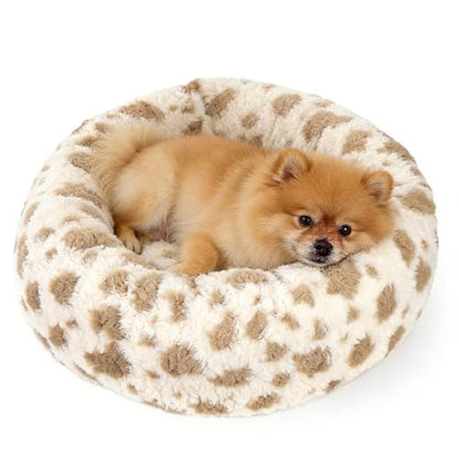 Avont Washable Donut Dog Bed with Removable Cover, Orthopedic Mixed Memory Foam Round Pet Bed, Ultra-Thick Faux Rabbit Fur Calming Cushion for Small, Medium Dogs - size: XS ( 20")
