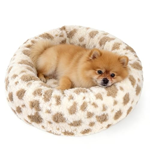 Avont Washable Donut Dog Bed with Removable Cover, Orthopedic Mixed Memory Foam Round Pet Bed, Ultra-Thick Faux Rabbit Fur Calming Cushion for Small, Medium Dogs - size: XS ( 20")