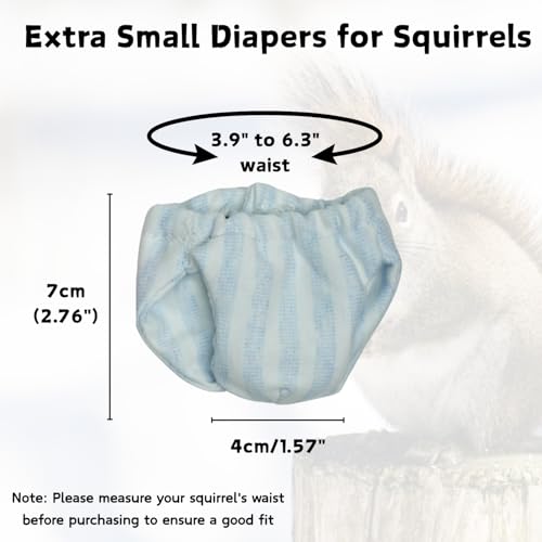 Washable Squirrel Diapers - Extra Small Reusable Pet Cloth Diapers Highly Absorbent Leak-Proof Urine Wet Pants with Adjustable Waistline for Indoor Squirrel (Blue, M (3.9" - 6.3"), Count, 1) - color: Blue