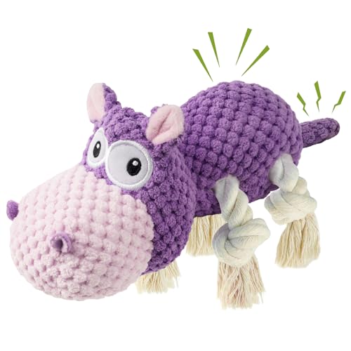 TOOPTATE Squeaky Dog Toy - Plush Interactive Chew Toy for Large, Medium and Small Dogs, Keeps Them Busy (Purple, Medium) - color: Purple, size: Medium