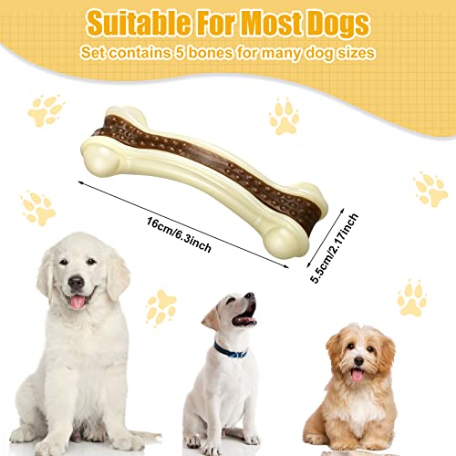 Sosation 4/5 Pack Dog Chew Toys for Aggressive Chewers Indestructible Nylon Dog Bones Beef Flavor Teething Chew Toys Bones for Large/Medium/Small Puppies(XL) - size: XL