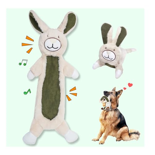Crinkle Squeaky Dog Toys for Aggressive Chewers, Less Stuffed Dog Toy to Keep Them Busy, Plush Interactive Pet Toys for Dogs, Tough Chew Toys for Small Medium Large Dogs - color: Rabbit
