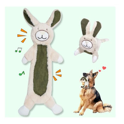 Crinkle Squeaky Dog Toys for Aggressive Chewers, Less Stuffed Dog Toy to Keep Them Busy, Plush Interactive Pet Toys for Dogs, Tough Chew Toys for Small Medium Large Dogs - color: Rabbit