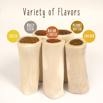 Cadet Stuffed Shin Bone, Long-Lasting Dog Chew Bones for Aggressive Chewers, High Protein Filled Bone Dental Chew for Dogs, Peanut Butter Flavor Filling, 3-4" for Small Dogs, 3 Pack - size: 3 Count (Pack of 1)