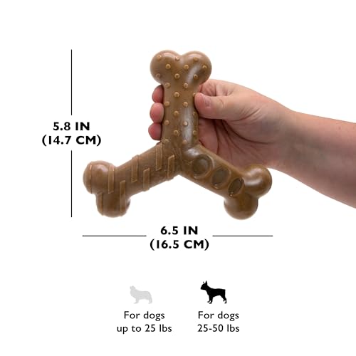 Chew King by Mammoth Dog Bacon Lovin’ Wishbone, Nylon Bones, Textured Bacon Flavored Chew Toy, for All Breed Sizes - size: Medium, style: Wishbone (1 Pack)