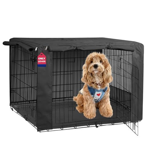 HiCaptain Breathable Dog Crate Cover 30 Inch, Durable Heavy Duty Kennel Cover, Dual Zippered Panels, Windproof Waterproof UV-Resistant(Black) - color: Black, size: 30.0"L x 19.0"W x 21.0"H