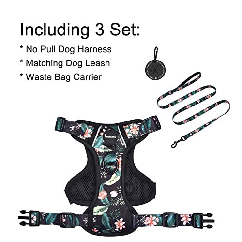 Petmolico Dog Harness for Small Dogs, Cute Harness Vest with Two Leash Clips and Soft Handle, Reflective Easy Walk Puppy Vest - Black Lotus, Small - color: Black Lotus, size: Small