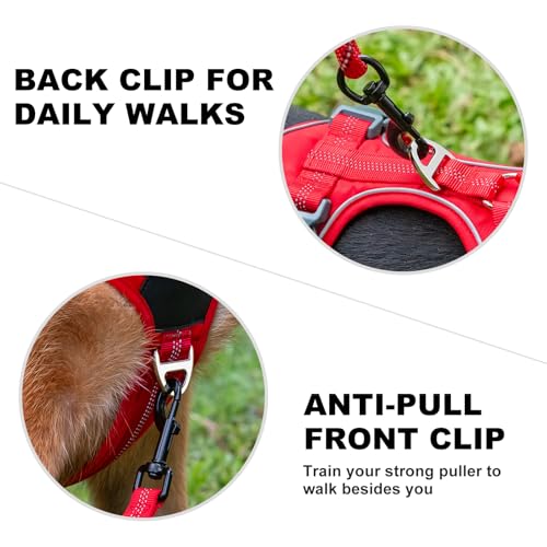 Plutus Pet No Pull Dog Harness, Release at Neck, Soft Padded, Reflective Adjustable Dog Vest Harness for Small, Medium, Large Dogs(Red, S) - color: Red, size: S