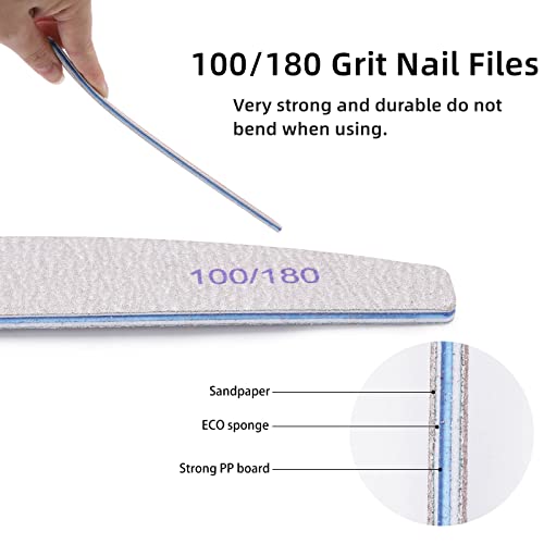 25Pcs 100/180 Grit Nail File Set - Double-Sided Emery Boards for Acrylic, Gel & Natural Nails - Professional Nail Files - size: 25 Count(100/180 Grit)