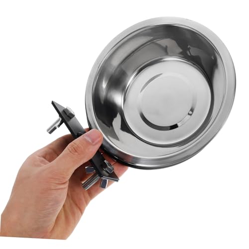 Hemoton Space-Saving Wall-Mounted Dog Bowl Raised Cat Bowls Pet Feeder Station Dog Food Holder Stainless Steel
