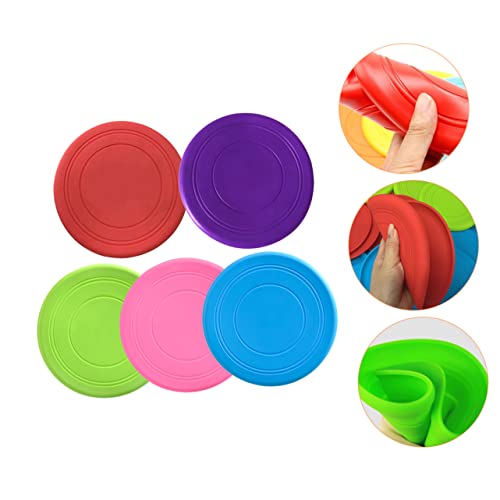 5pcs Flying Disc Dog Toy Interactive Outdoor Chew Toys for Puppies Pet Discs for Fun Training Durable Soft Material for Chewing Fetching