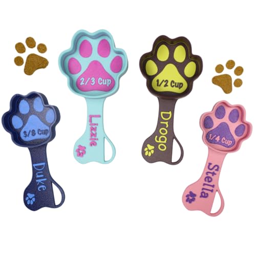Personalized Dog Food Scoop – Custom Pet Measuring Scoop with Name – Paw Shaped Portion Control (Multiple Sizes & Colors) - size: 1oz - 1/8 Cup