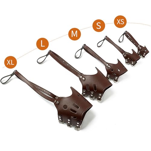 Soft PU Leather Dog Muzzles for Small Medium Large Dogs,Ajustable Breathable Dog Mouth Guard Cover to Prevent Biting Barking Chewing (Brown, 1#XS) - color: Brown, size: 1#XS