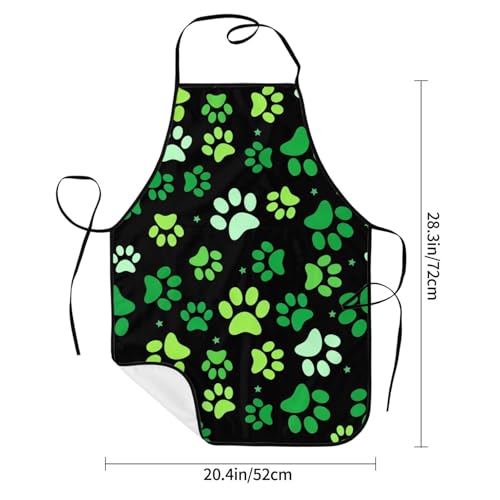 Dog Grooming Waterproof Apron with 2 Pockets, Cute Animals Puppy Dog Pets Apron - color: Green