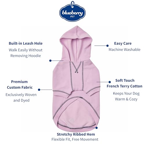 Blueberry Pet Essentials Dog Hoodie – 10 inch, Cotton‑Blend Sweatshirt with Hood, Pink Lilac, Machine‑Washable Small‑Dog Jersey - color: Dog Hoodie - Pink Lilac, size: 10 inch (Pack of 1)