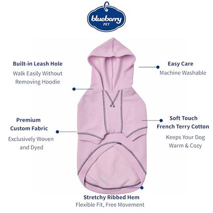 Blueberry Pet Essentials Dog Hoodie – 14 inch, Cotton‑Blend Sweatshirt with Hood, Pink Lilac, Machine‑Washable Small‑Dog Jersey - color: Dog Hoodie - Pink Lilac, size: 14 inch (Pack of 1)
