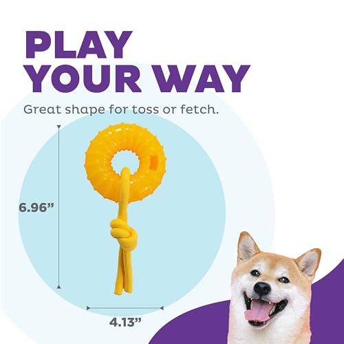 Outward Hound Gummiez Peach Ring 2-in-1 Dental Dog Chew Toy and Treat Stuffer Game, Peach Scent - color: Gummiez Peach Ring