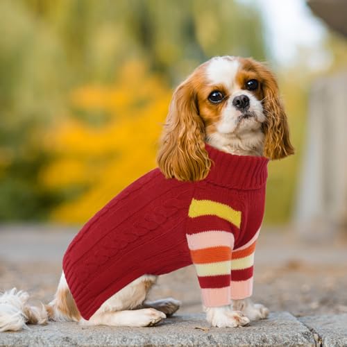 XSmall Dog Sweaters - Stretchy Turtleneck Pullover for Small Dogs, Girls & Boys - color: Red, size: X-Small