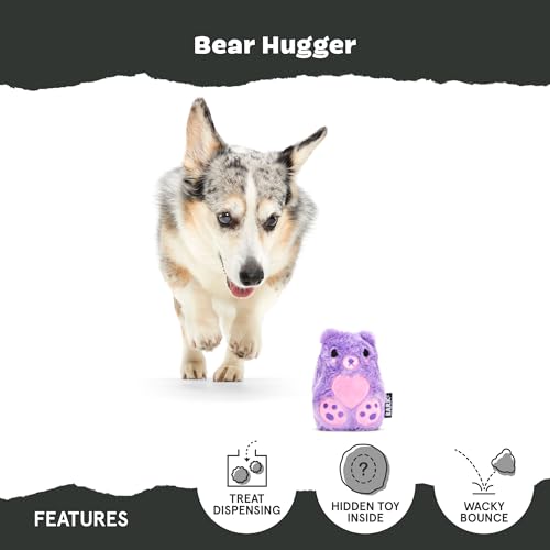 Barkbox Bear Hugger Dog Toy for Aggressive Chewers | 2-in-1 Plush & Rubber Treat-Dispensing Toy for Small Dogs | Puppy Teething Toys & Dog Toys to Keep Them Busy - color: Bear Hugger