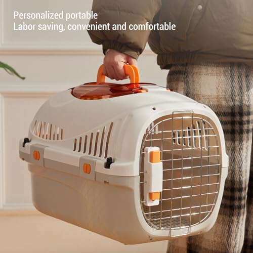 Plastic Kennels Rolling Plastic Airline Approved Wire Door Travel Dog Crate, 19.88 x 12.8 x 7.87in Airline Cat Carrier Kennel Hard Shell Ventilation Large Space Pet Travel