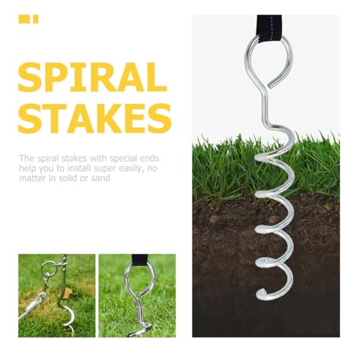 Ciieeo Spiral Shaped Tent Stakes Wear-Resistant Dog Anchors Set with Webbing Straps Portable Ground Anchors for Outdoor Camping and Pet Tie-Out for Secure Tent and Dog Stability