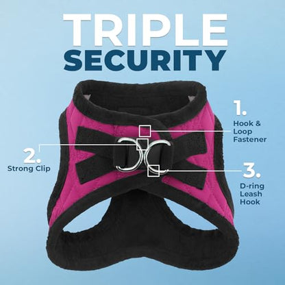 Best Pet Supplies - All Weather Mesh / Plush, Reflective, No Pull Harness for Small, Medium Dogs, Cats - Secure with Hook & Loop Fastener, Buckle, Double D-Rings - Red Rose Plush, M - color: Red Rose Plush, size: M (Chest: 16 - 18")