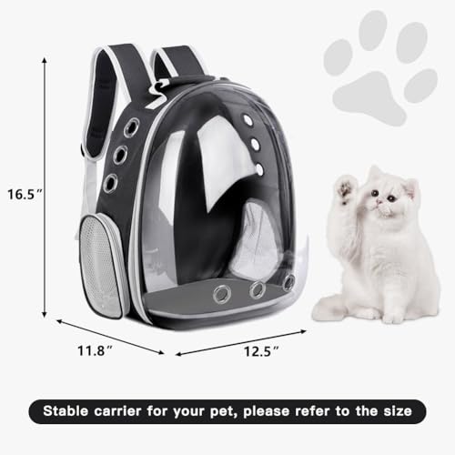 Pet Backpack Carrier with Harness Backpack with Bubble Clear Front for Cats, Small Dogs, Bunnies etc with Harness Included, Pet Carrier for Traveling, Walking, Hiking and Outdoor Activities - color: Black