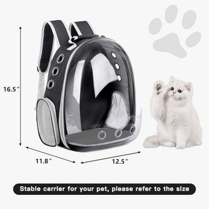 Pet Backpack Carrier with Harness Backpack with Bubble Clear Front for Cats, Small Dogs, Bunnies etc with Harness Included, Pet Carrier for Traveling, Walking, Hiking and Outdoor Activities - color: Black