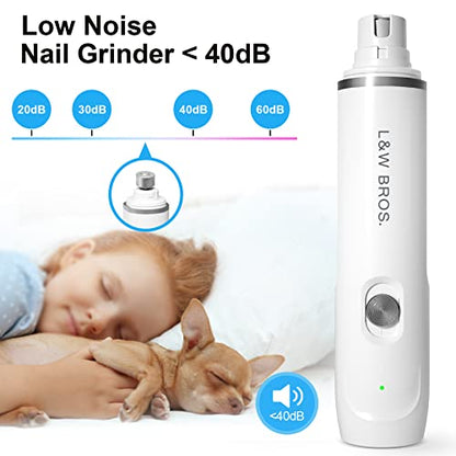 L&W BROS. Electric Dog Nail Trimmer, Rechargeable Dog Nail Grinder for Large Dogs, Pet Nail Grinder for Dogs & Cats