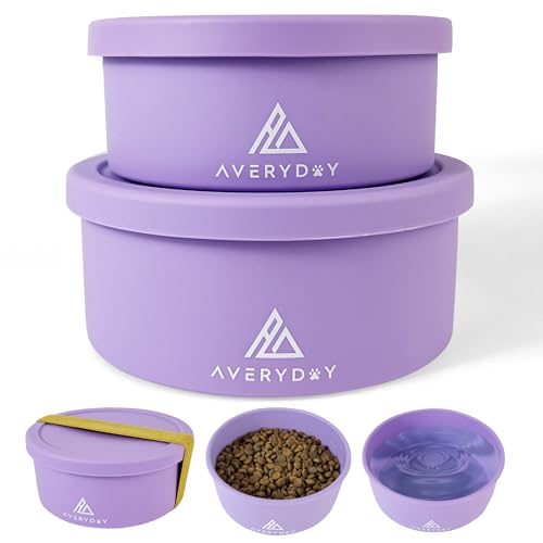 30 Oz Travel Dog Bowls with Lids, 2-in-1 Portable Pet Bowls for Food and Water, Leakproof Travel Dog Food & Water Bowl for Outdoor, Camping, Travel Dog Feeding Bowl, Daycare Pet Bowls - color: Purple, size: 10oz & 20oz