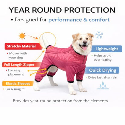 Pet Life ® Aura-Vent Lightweight 4-Season Stretch and Quick-Dry Performance Full Body Dog Coat Pet Jacket - color: Pink, size: X-Small