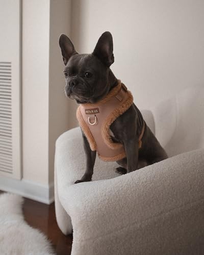 Premium No-Pull Dog Harness Soft Neoprene & Breathable Mesh Vest with Front & Back Clip D-Rings Adjustable Lightweight Walking Harness for Puppies, Small & Medium Dogs (Beige Fur Trim, S) - color: Beige Fur Trim, size: S: Neck=13.8-17.3''/Chest=16.1-21.3'