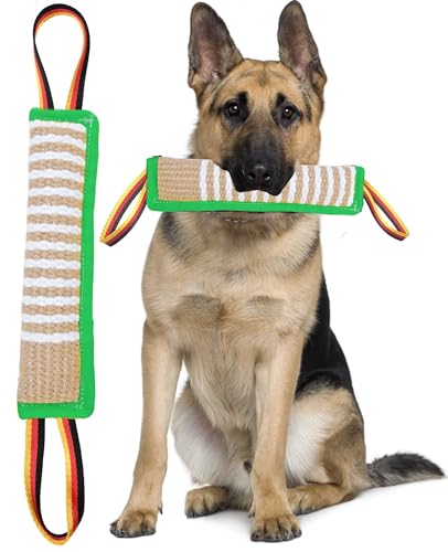 Clysoru Dog Tug Toy Tough Jute Bite Pillow Lasting Training Equipment Puppy to Large Dogs Interactive for Large and Small - color: flag green