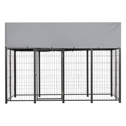 VEVOR Outdoor Dog Kennel, 7.87 x 3.94 x 5.4 ft Large Dog Kennel with Secure Lock, Outside Dogs Enclosures with UV-Resistant & Waterproof Roof Cover, Heavy Duty Pet Crate Cage Run for Large Dogs - size: 94.5"L x 47.2"W x 65.0"H