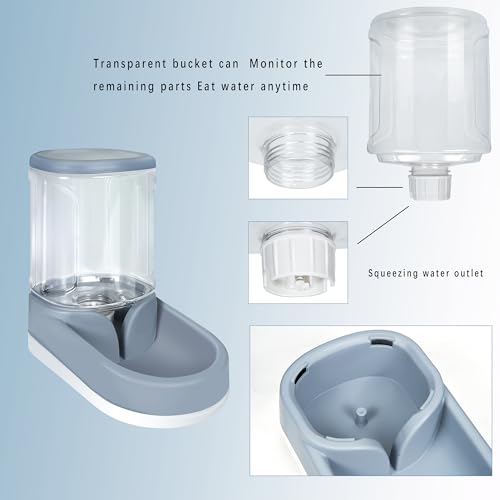 MOLOPARTY Automatic Dog Cat Feeder and Water Dispenser Gravity Food Feeder and Waterer Set with Pet Food Bowl for Small Medium Dog Puppy Kitten, Large Capacity 1 (Pet Feeder and Waterer Set)