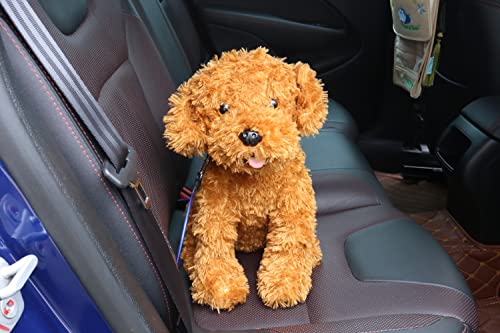 Mogoko Pet Dog Car Seat Belt Restraint, Coated Stainless Steel Chew Proof Dog Vehicle Safety Tether Cable, Double Clip No-Chew Pet Car Leash Lead-16 Inch - color: Blue, size: 16 inches