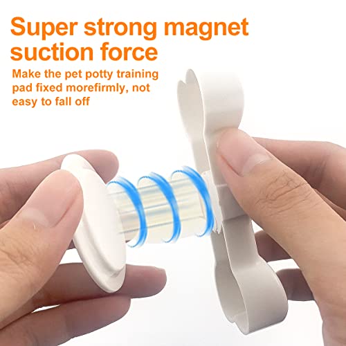 2 Pack Potty Training Pad Magnetic Holder Compatible for Leg-Lifting with Strong Adhesive and Magnets for Any Size Puppy Pads Indoor Dogs House Wall