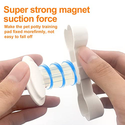 2 Pack Potty Training Pad Magnetic Holder Compatible for Leg-Lifting with Strong Adhesive and Magnets for Any Size Puppy Pads Indoor Dogs House Wall