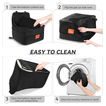 GL GLENSLAVE Dog Car Seat for Small/Medium Dogs, Dog Booster Car Seats with Thick Cushion for Dogs Under 35lbs, Detachable Washable Pet Carseat with Storage Pockets, 2 Safety Belts(Black) - color: Black