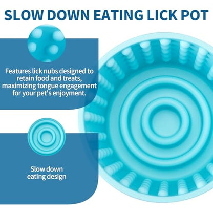 Dog Lick Bowl, Bestalk Anxiety Relief Slow Feeder Dog Lick Mat Treat Dispenser, Non-Slip Licking Bowl Enrichment Toys for Small Medium and Large Breed Dogs, BPA Free Silicone(Teal,M-L) - color: Teal, size: M-L