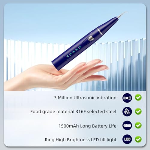 Plaque Remover for Teeth, Pet Ultrasonic Cleaner, Dog Plaque and Tartar Remover with LED Light, Dog Teeth Cleaning Dental Care Kit for Tartar and Stains, Suitable for Dogs and Cats (Blue) - color: Blue