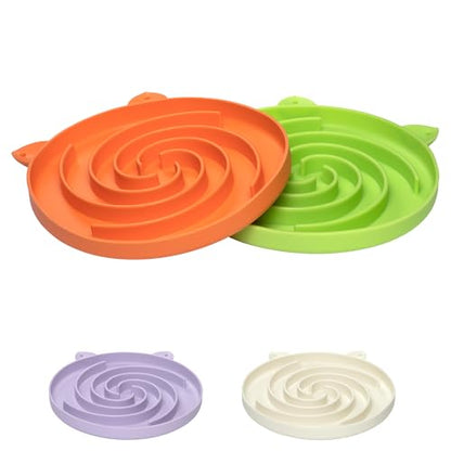 Bifeaw Slow Feeder Cat Bowl, Easy to Clean Silicone Bowl, Ideal for Dry and Wet Food (Orange and Cyan) - color: Orange and Cyan